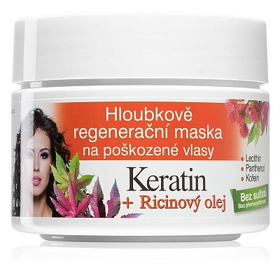 Hĺbkovo regeneračná maska ​​na poškodené vlasy KERATIN + RICÍNOVÝ 260 ml